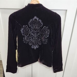 NWT Green Dragon Velvet Brown Mandarin Jacket Size Small Embroidered
